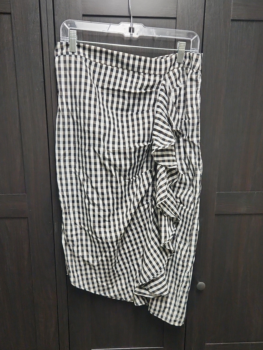 Black & White Gingham Ruffle Midi Skirt
